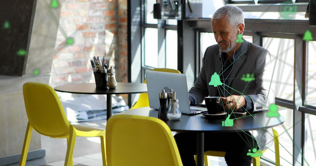 Businessman Engaged in Online Work with Cloud Data Integration