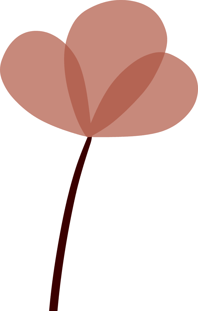 Minimalistic Red Flower with Curved Stem on Transparent Background