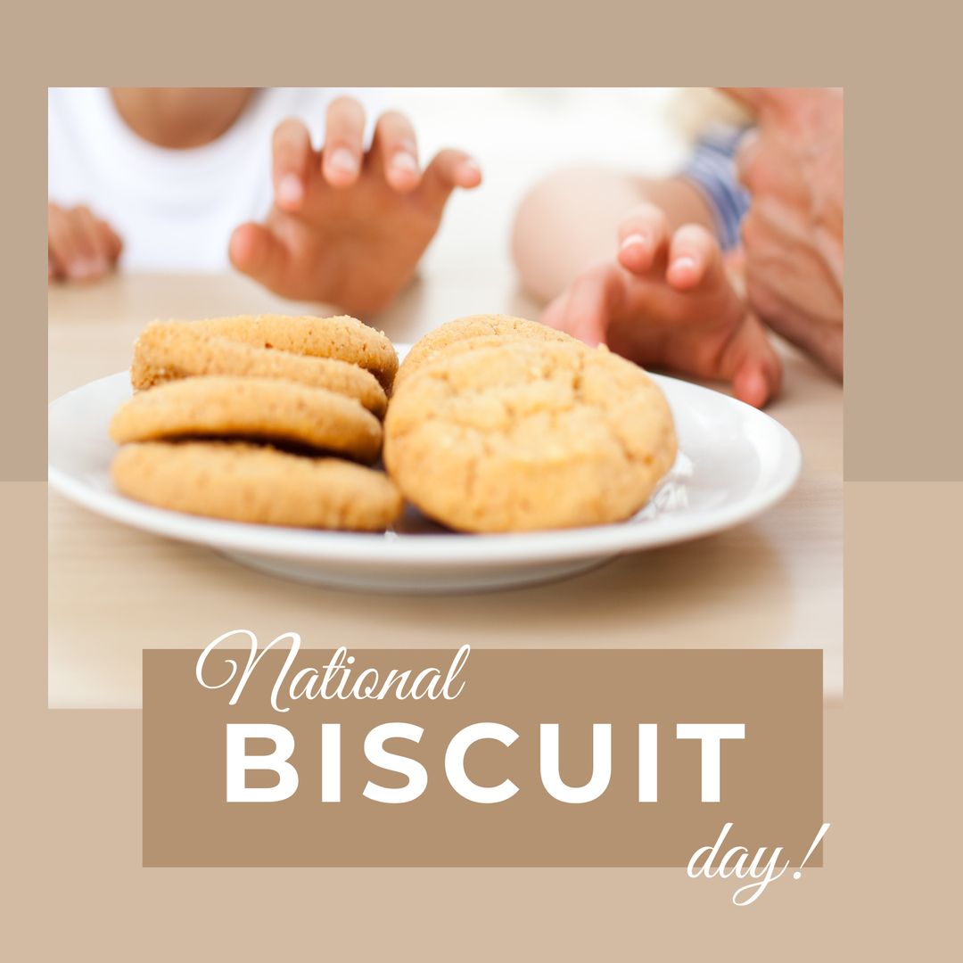 Celebrating National Biscuit Day with Children Reaching for Cookies - Download Free Stock Templates Pikwizard.com