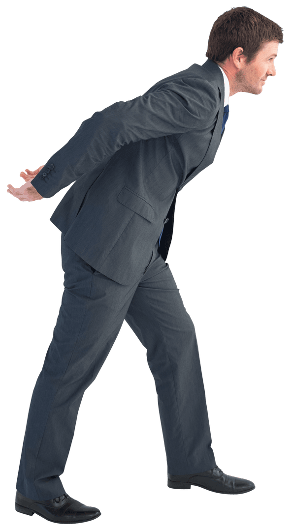 Caucasian Businessman Bending on Transparent Background