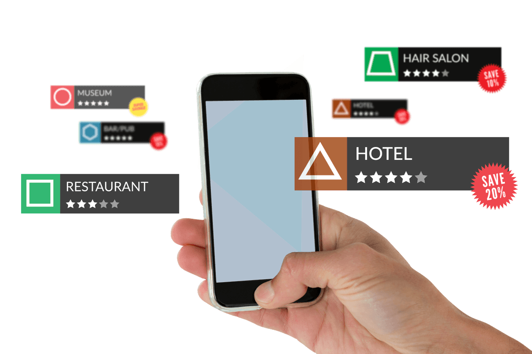 Hand Holding Smartphone and Searching Transparent Design Mockup