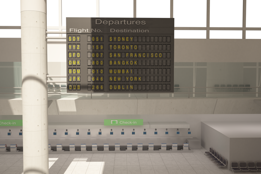 Modern Airport Interior with Departures Board Illustration Transparent Background - Download Free Stock Images Pikwizard.com