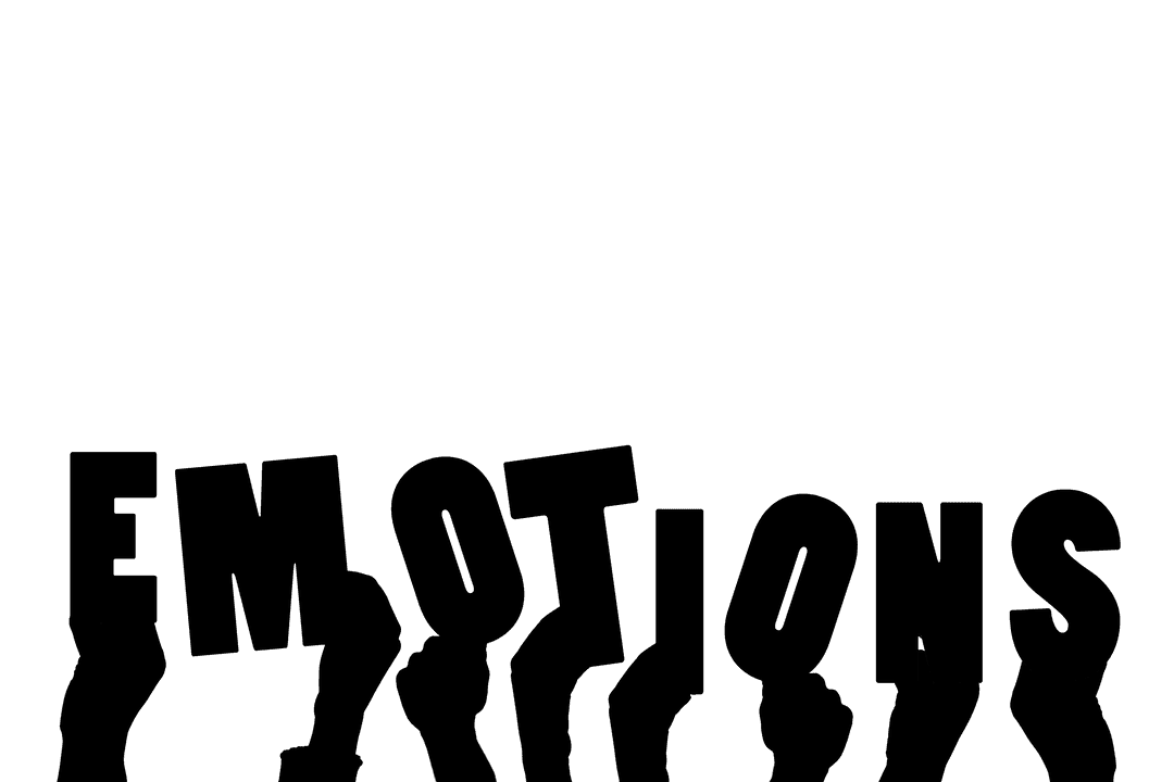 Expressive Hands with Emotions Text on Transparent Background