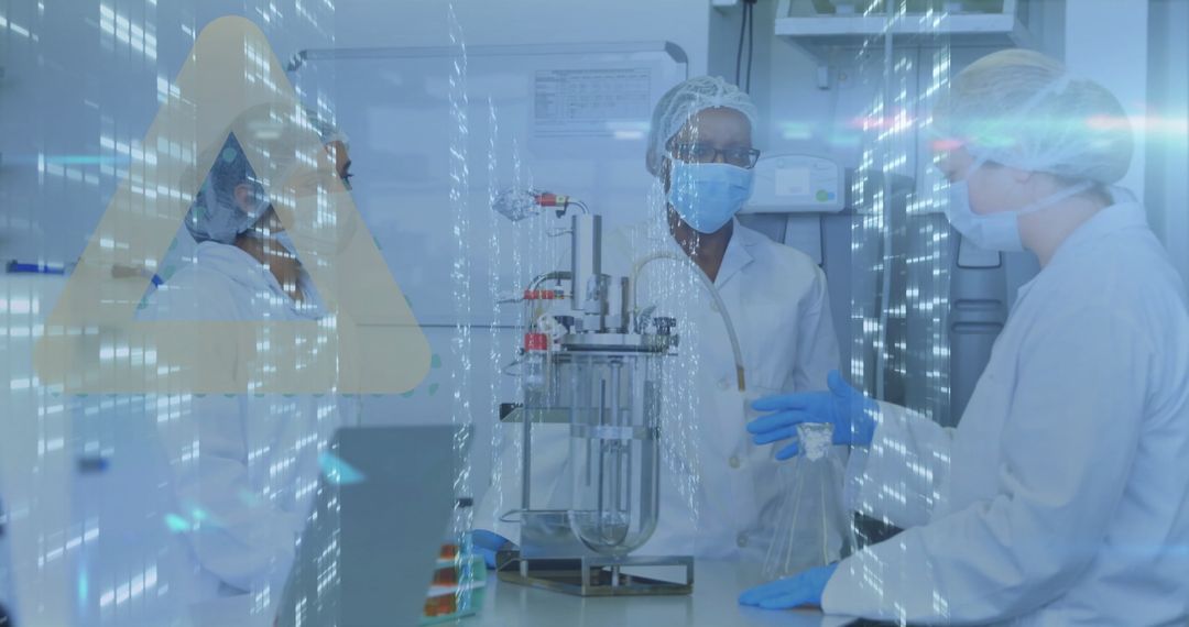 Female Scientists Collaborating on Data in Biotech Laboratory