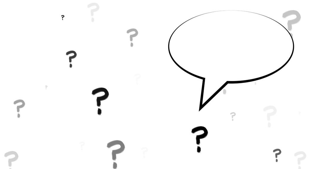 Speech Bubble with Question Marks on a White Background