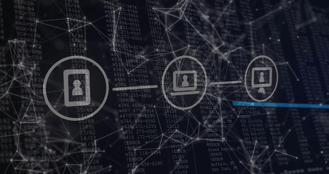 Digital Network Connections with Glowing Data Nodes