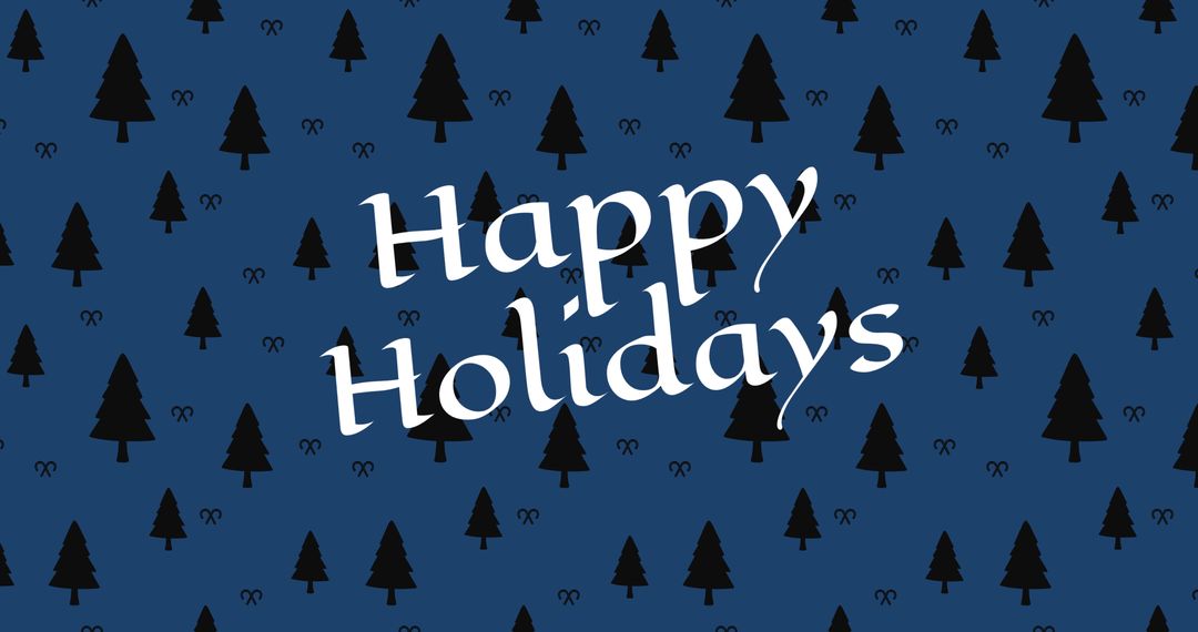 Happy Holidays Text over Blue Winter Background with Trees