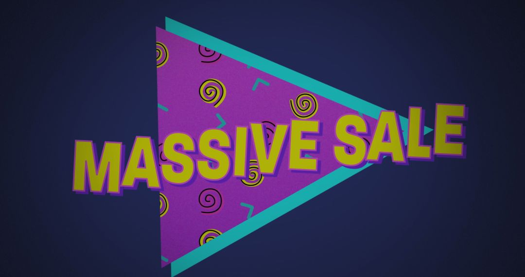 Vibrant Massive Sale Banner with Triangular Retro Design