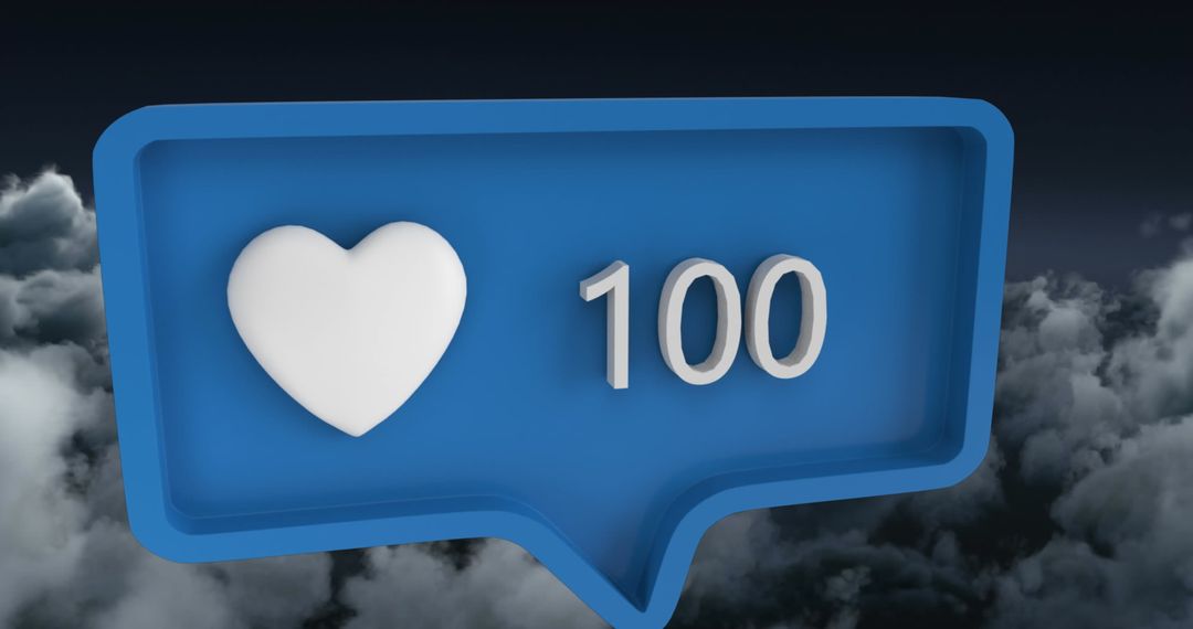 Social Media Like Notification Over Cloudy Sky Concept