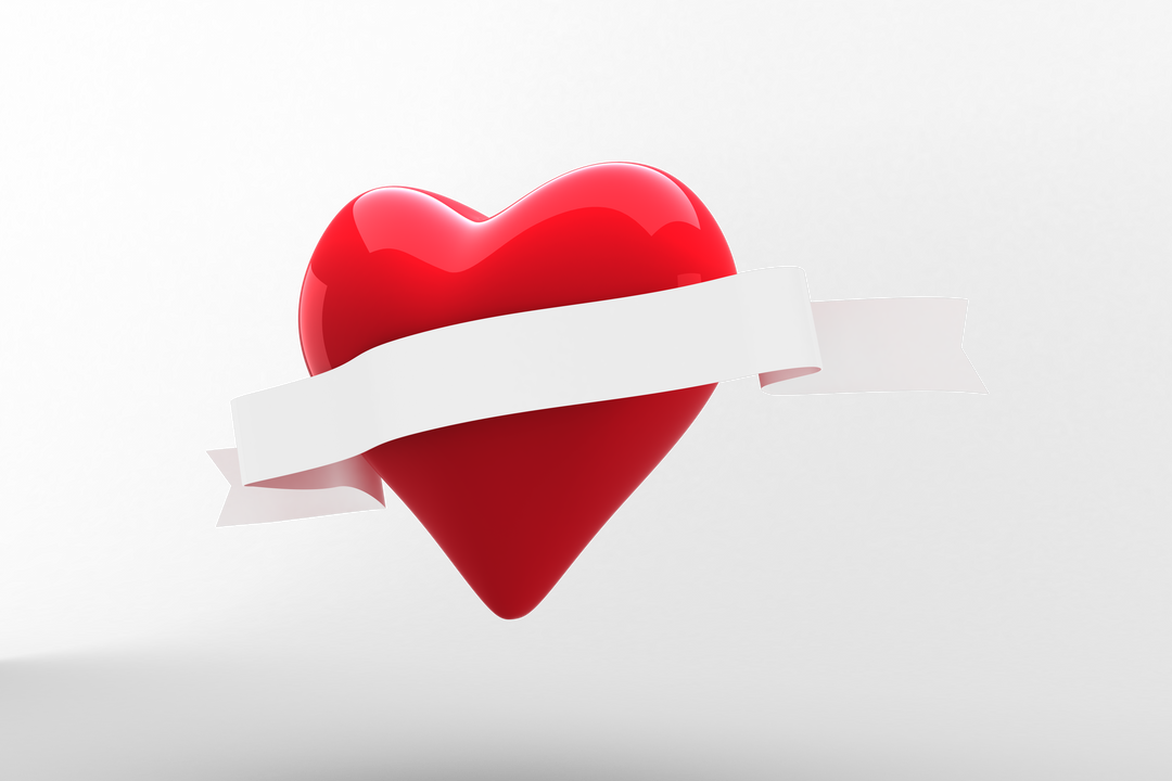 Red Heart with Wrapped Ribbon on Transparent Background for Valentine's Day - Download Free Stock Images Pikwizard.com