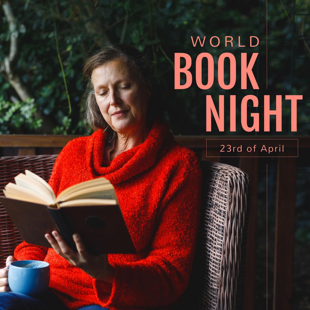 Serene Elderly Woman Reading Book on World Book Night