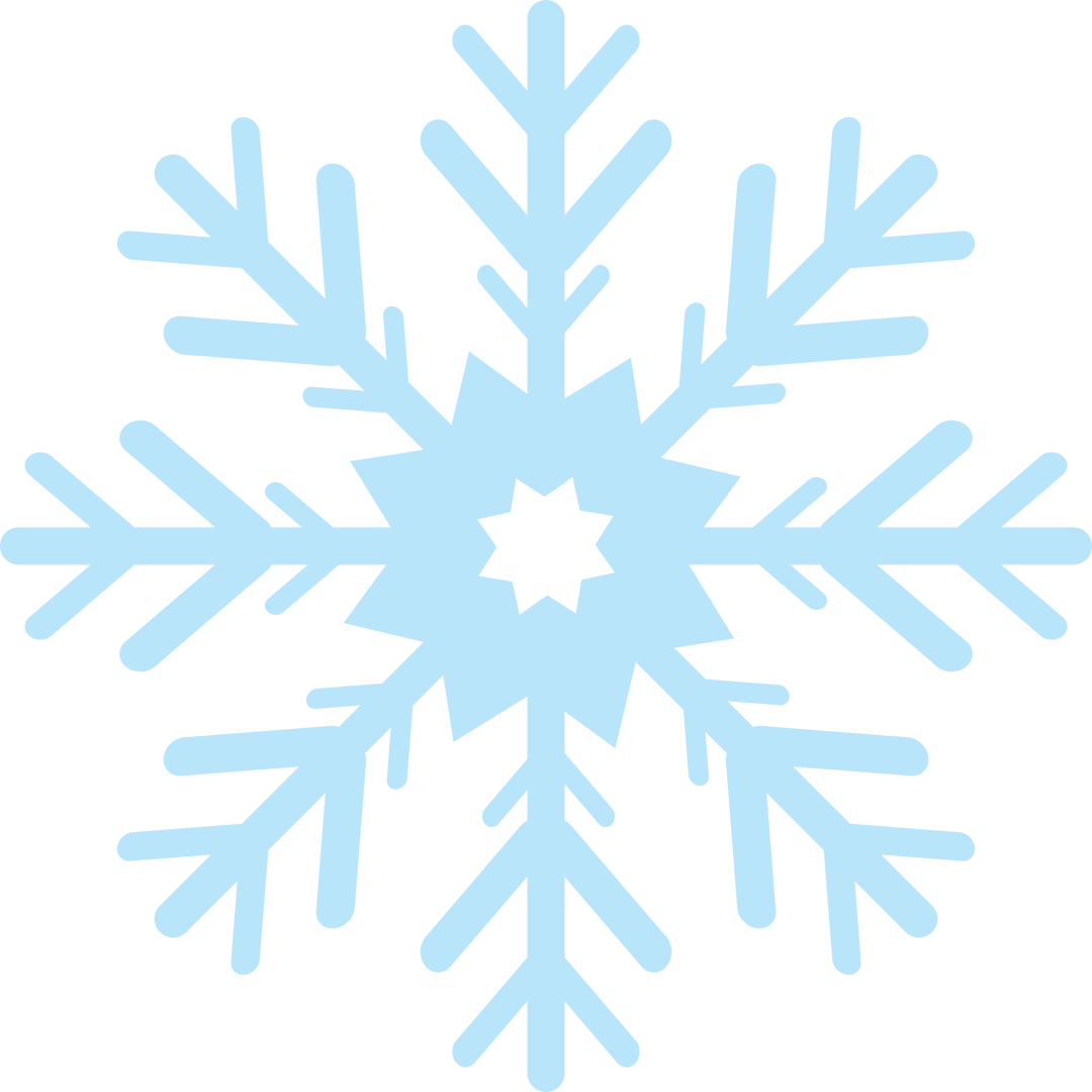 Transparent Blue Snowflake Illustration on White Background