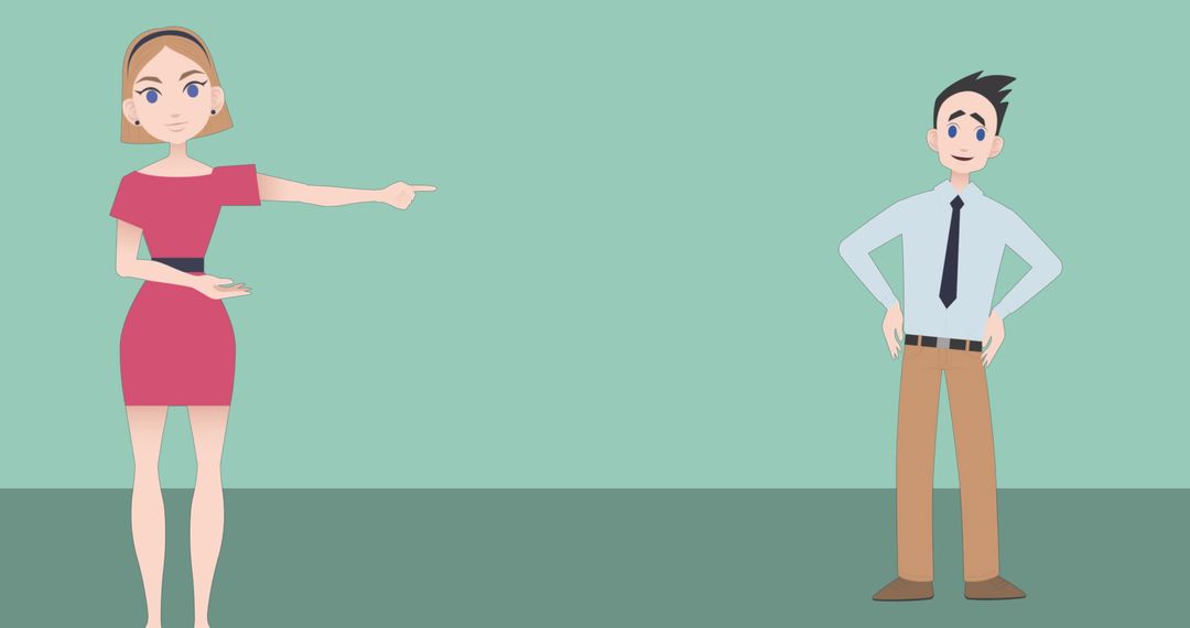 Cartoon Professionals Engaged in Presentation and Communication