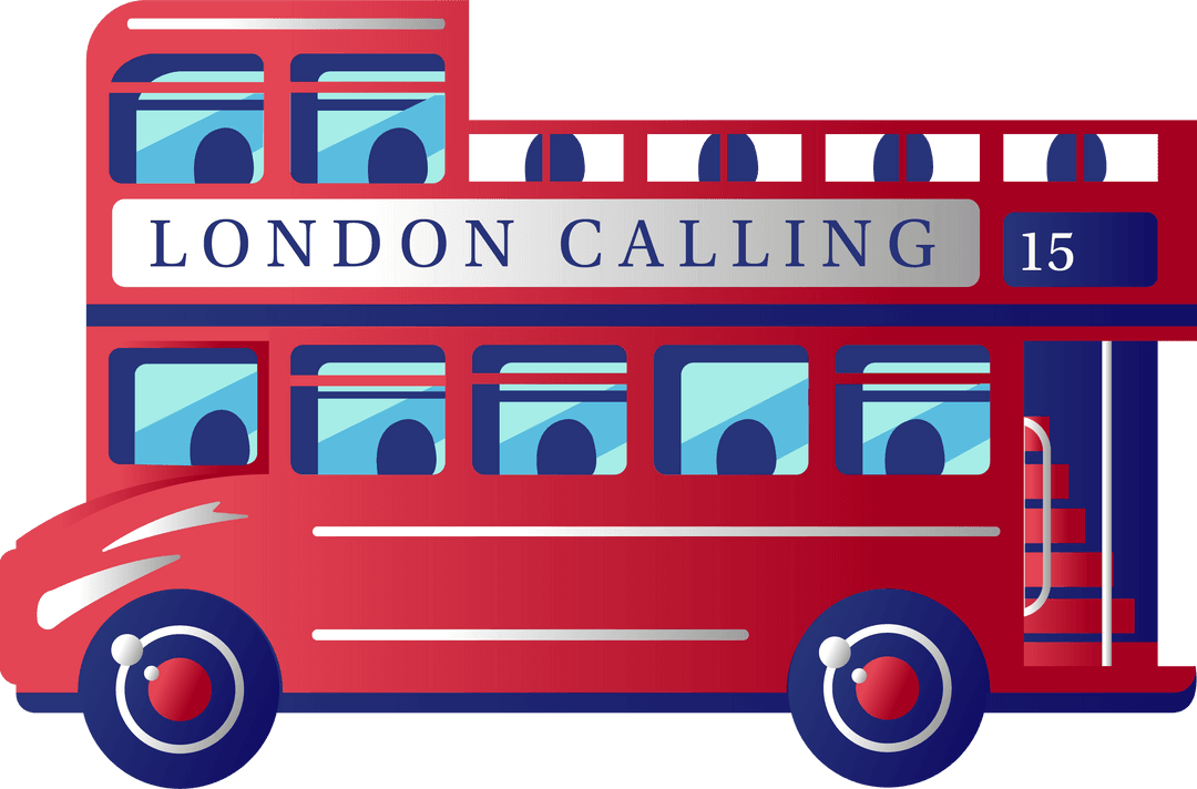 Vintage Red Double-Decker Bus on Transparent Background