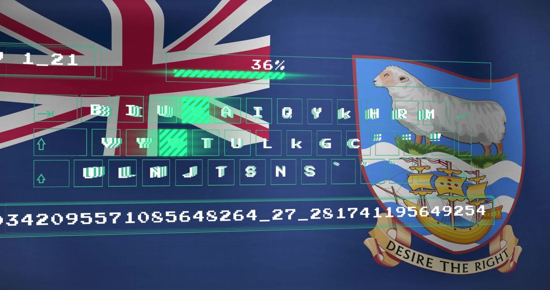 British Flag with Digital Data and Keyboard Elements