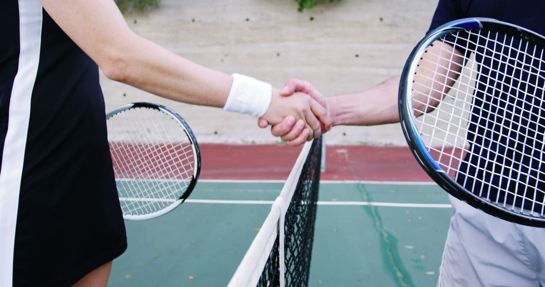 Tennis Players Shaking Hands Across Net After Match - Free Images, Stock Photos and Pictures on Pikwizard.com