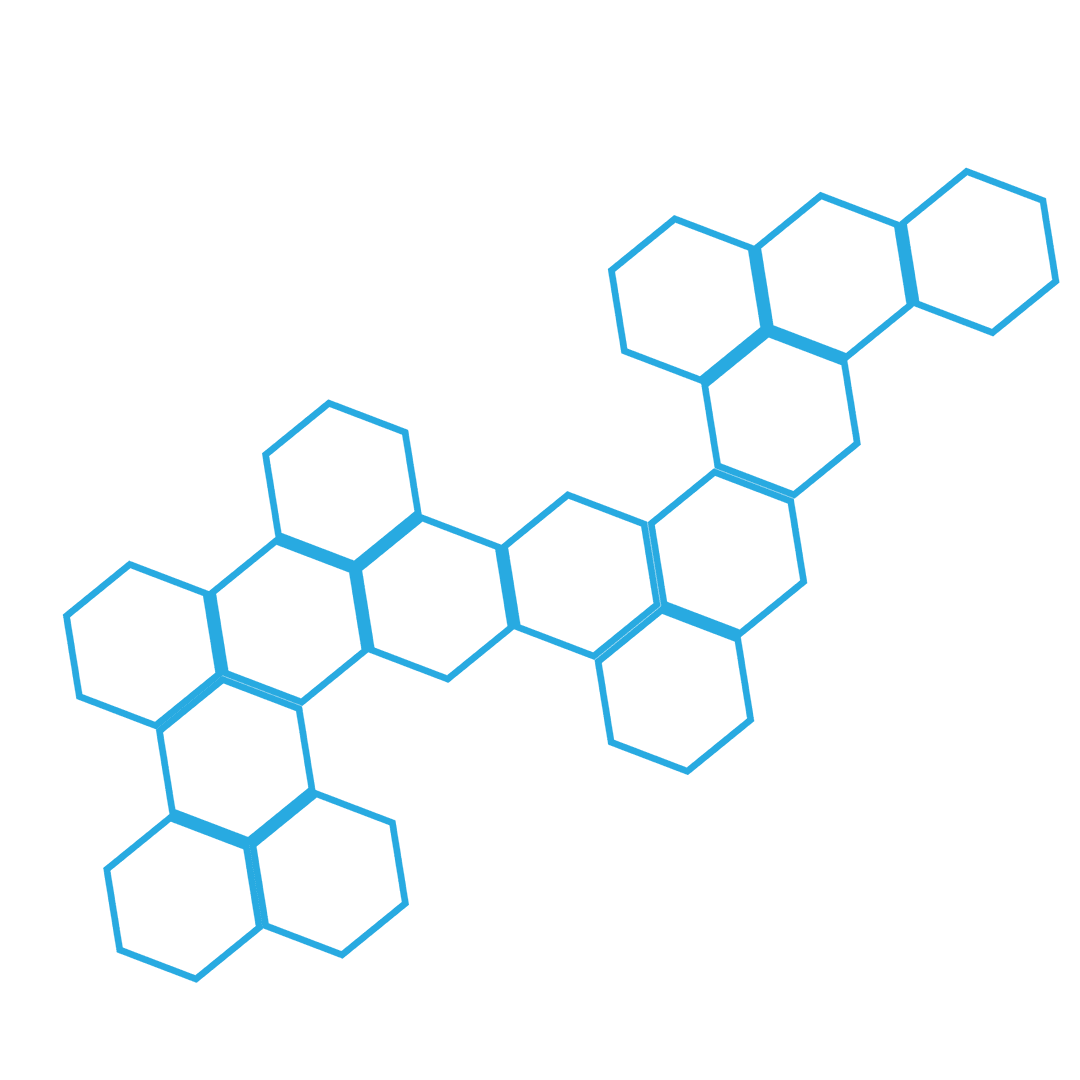 Transparent Blue Molecular Structure on Black Background