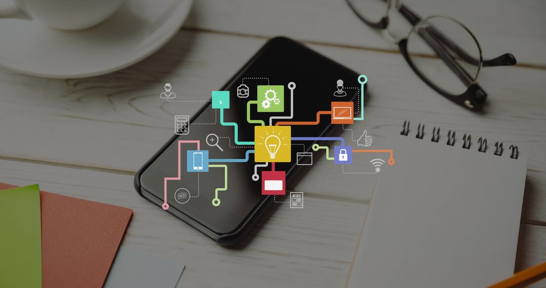 Creative Digital Network Concept Over Smartphone on Desk