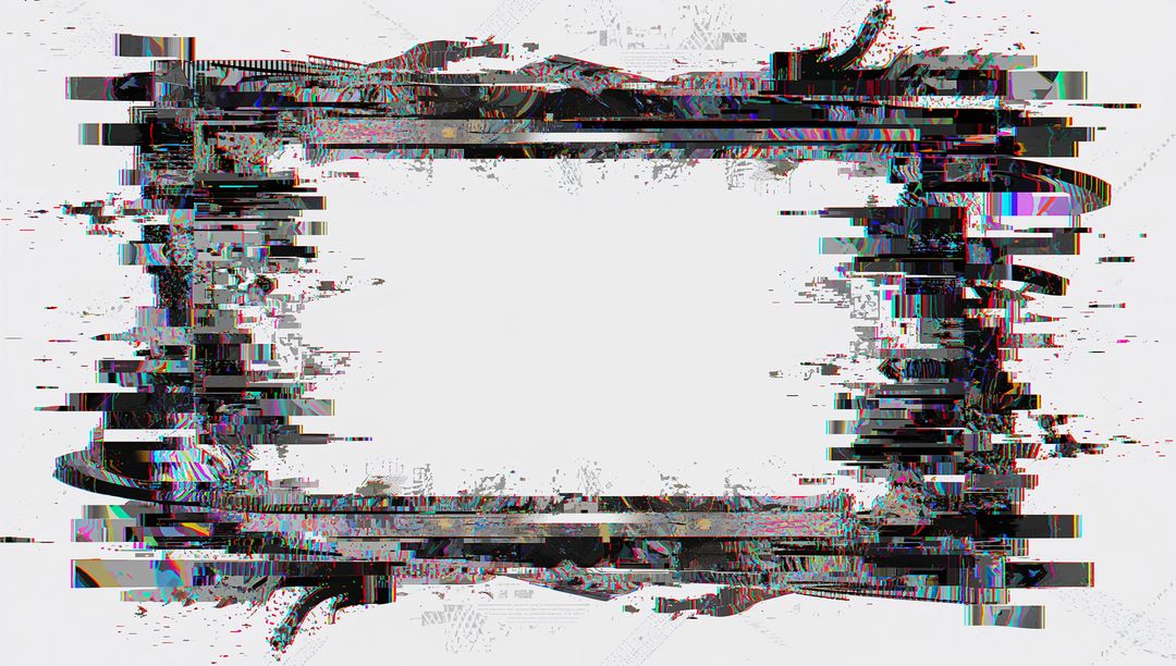 Glitching Baroque Frame with RGB Pixel Bands and Symmetrical Distortion