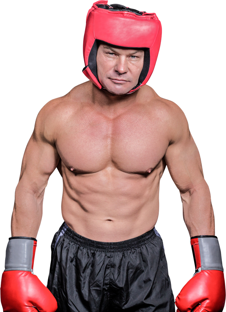 Shirtless Boxer Wearing Red Headgear and Gloves on Transparent Background - Download Free Stock Images Pikwizard.com