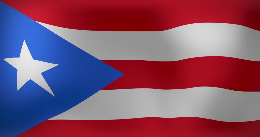 Waving Puerto Rican Flag Symbolizing Patriotism