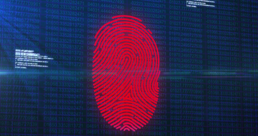 Futuristic Fingerprint Scanning Over Binary Code Background