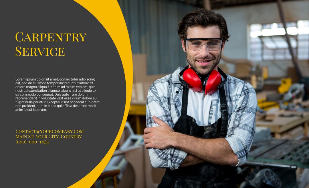 Confident Carpenter in Workshop Highlighting Craftsmanship