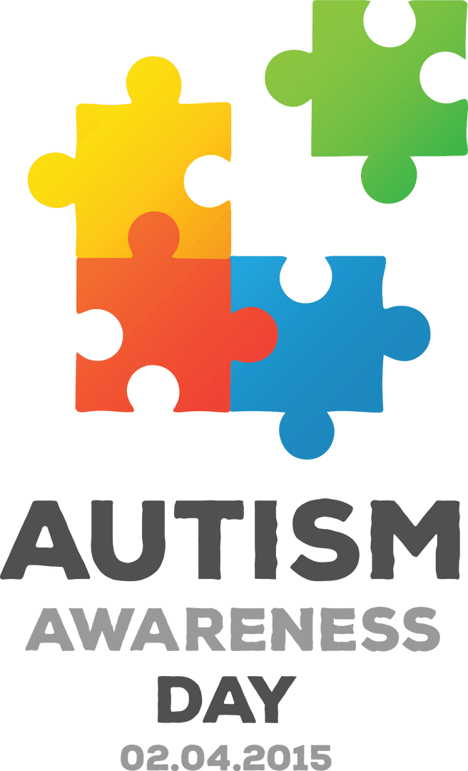 Colorful Autism Awareness Puzzle on Transparent Background