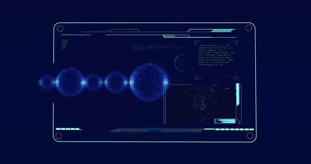 Digital Interface with Futuristic Baubles and Data Flow