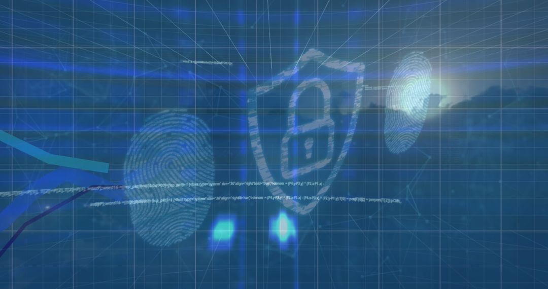 Digital Security Concept with Fingerprint and Lock Icon