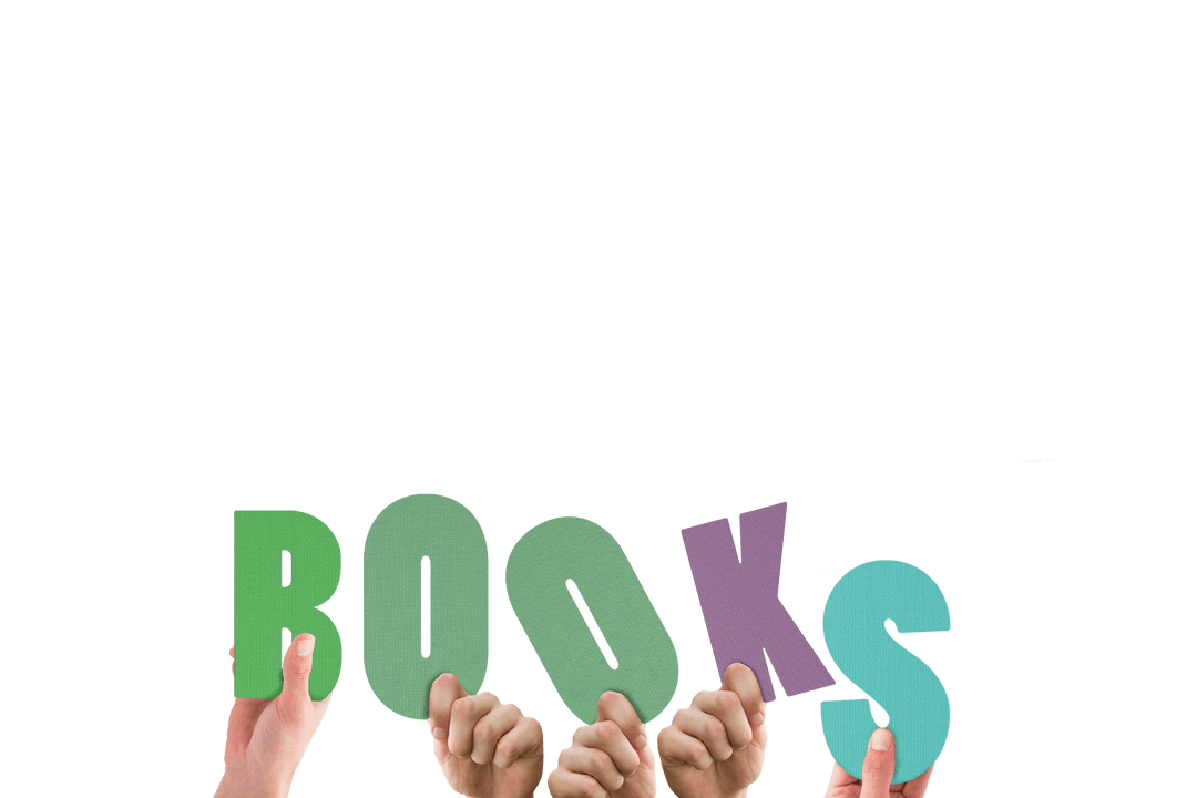 Transparent Background With Hands Holding Books Letters