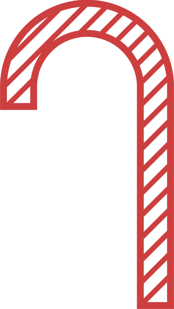 Festive Red Candy Cane on Transparent Background