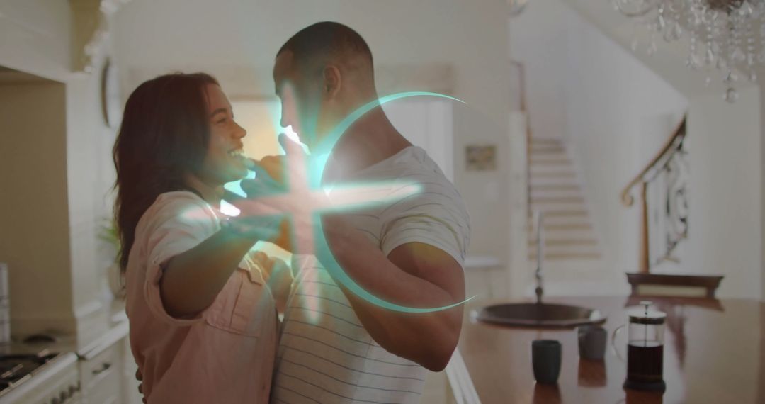 Couple Enjoying Intimate Dance in Elegant Modern Kitchen