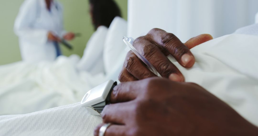 Close-up of Patient's Hands with Pulse Oximeter in Hospital Bed - Free Images, Stock Photos and Pictures on Pikwizard.com