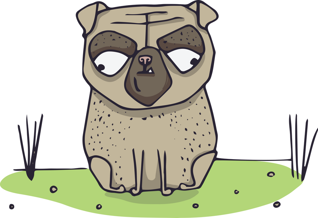 Digital Illustration of Grey Pug Dog on Transparent Background - Download Free Stock Images Pikwizard.com