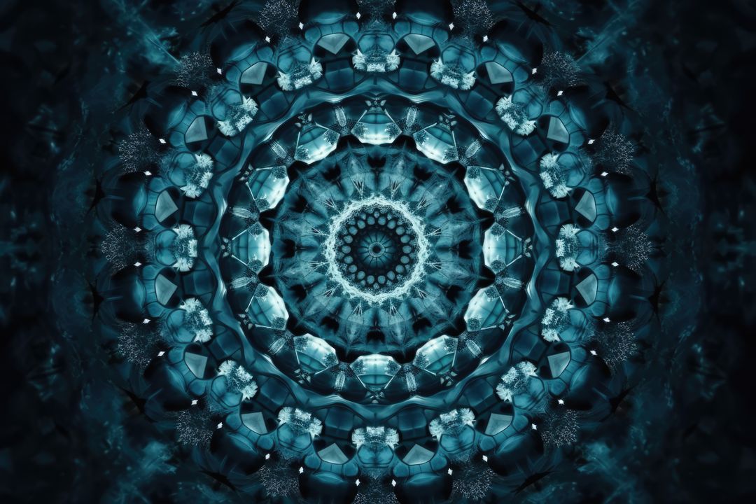 Abstract Kaleidoscope Pattern with Blue Geometric Shapes and Radial Symmetry - Free Images, Stock Photos and Pictures on Pikwizard.com