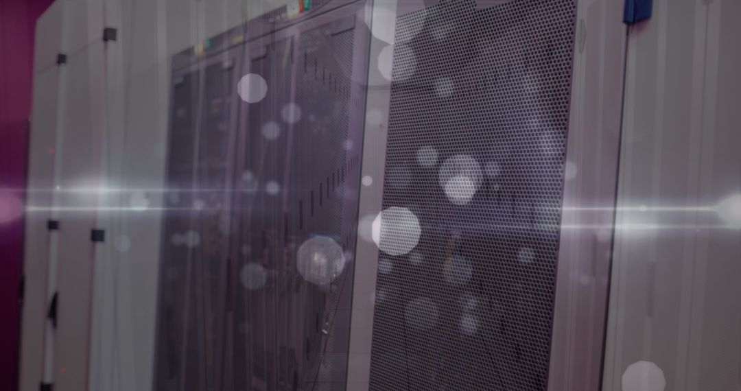 Futuristic Glow Reflecting on High-Tech Server Racks