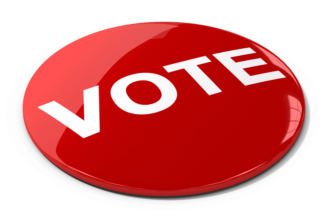 Red Transparent Vote Button for Elections and Campaigns