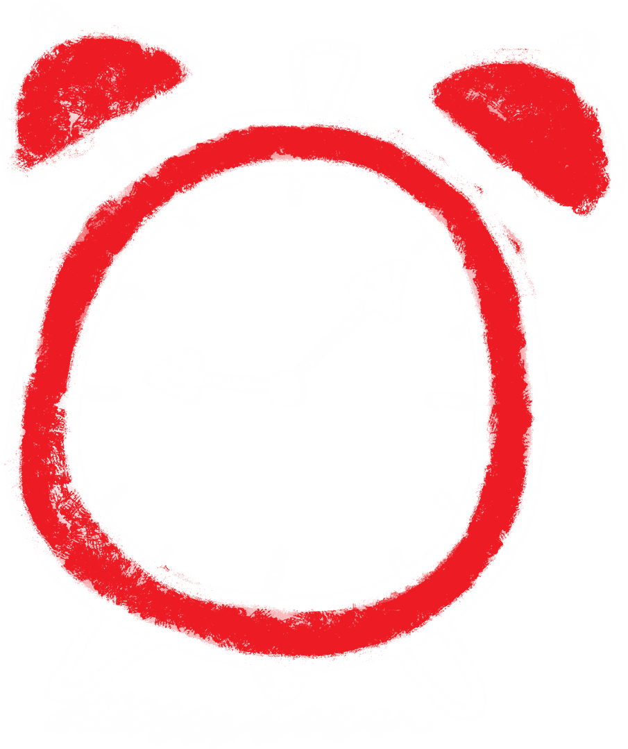 Transparent Chalk Style Alarm Clock Illustration