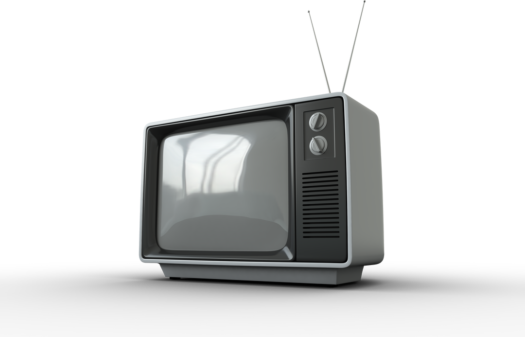 Retro Transparent TV with Forked Aerial on White Background - Download Free Stock Images Pikwizard.com