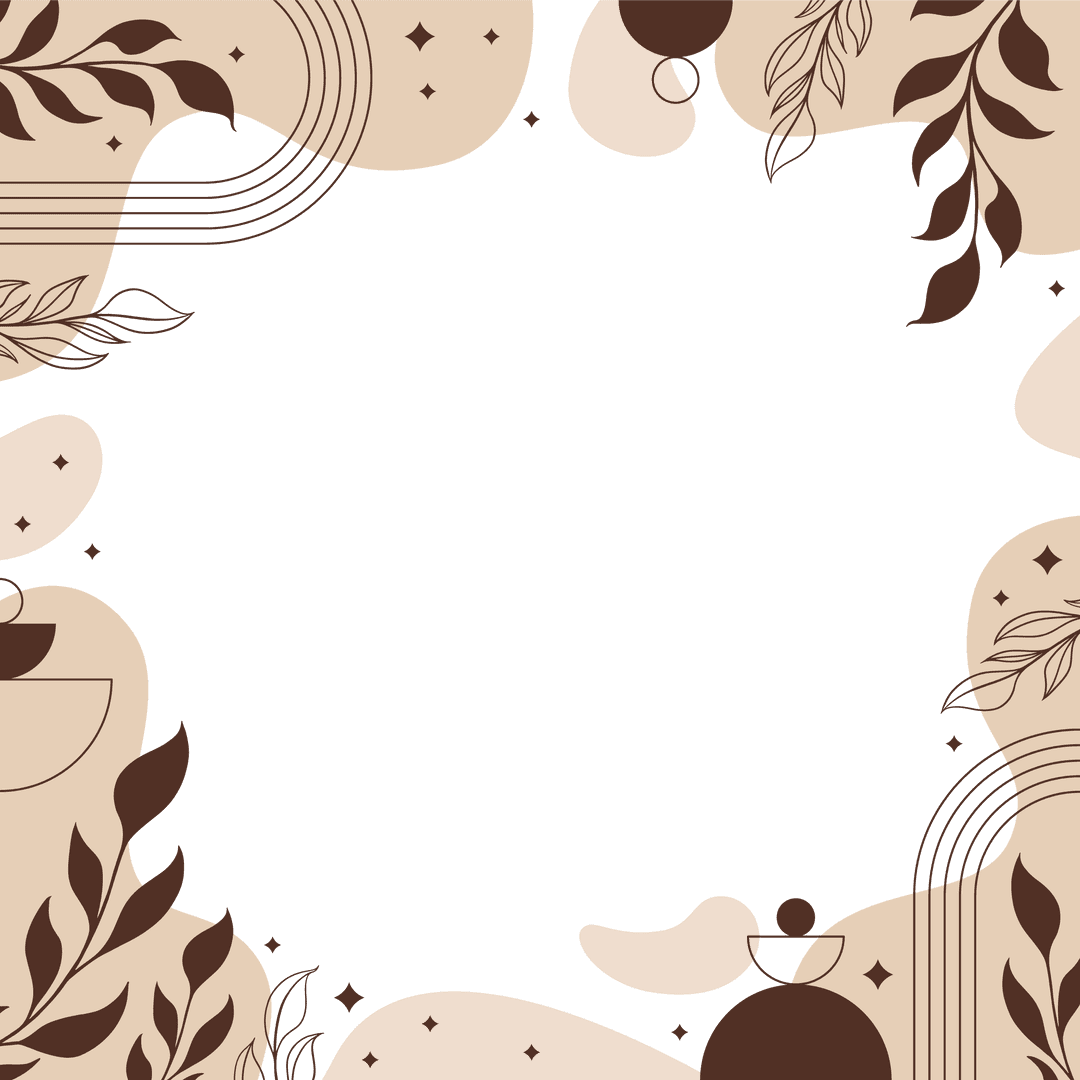 Transparent Abstract Nature-Inspired Border with Leaf Elements