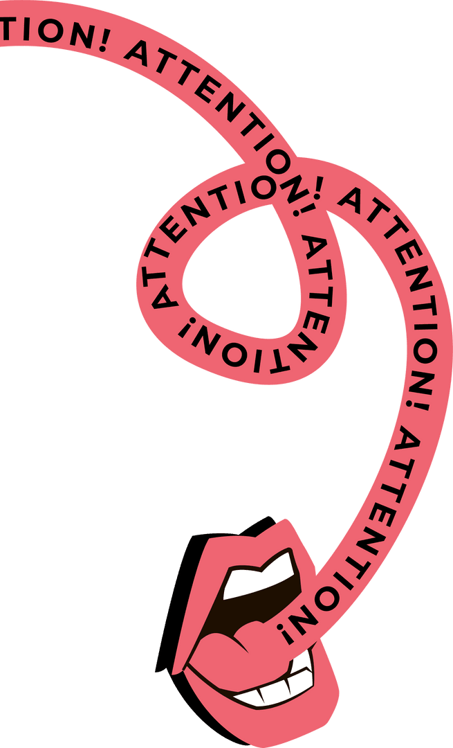 Red Mouth Emitting Attention Ribbon on Transparent Background