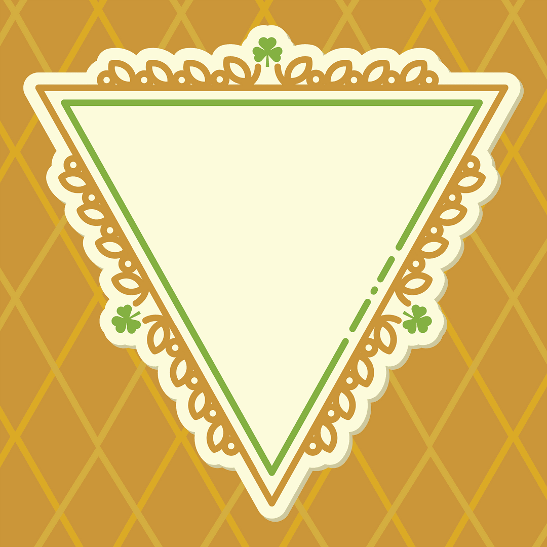 Decorative Triangular Frames with Clover Accents on Transparent Background
