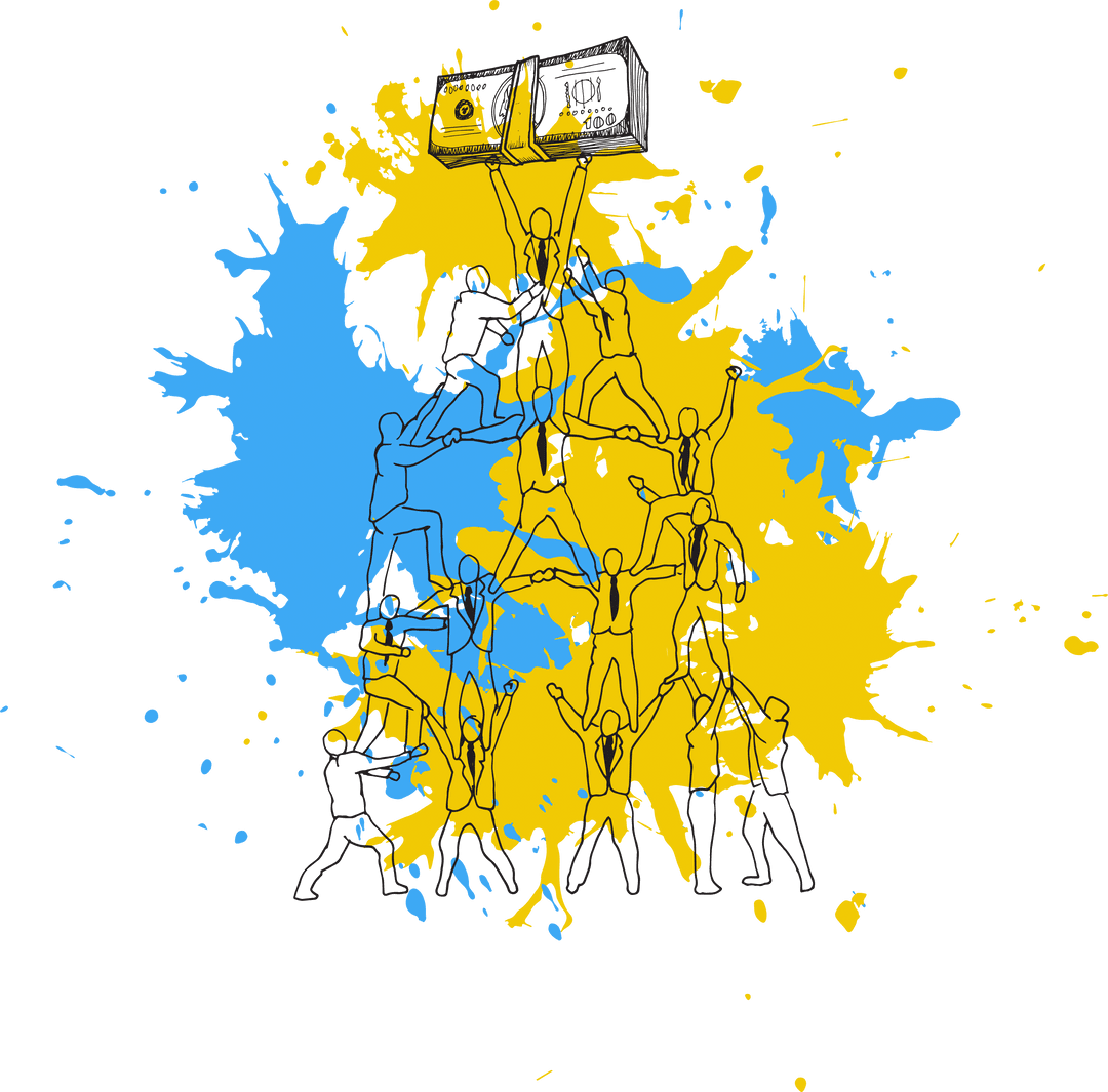 Transparent Business People with Financial Theme on Splash Background