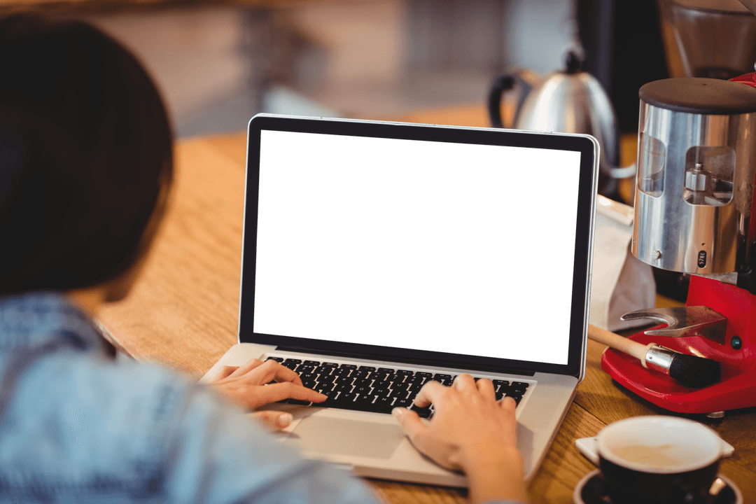 Woman Interacting with Transparent Laptop Screen