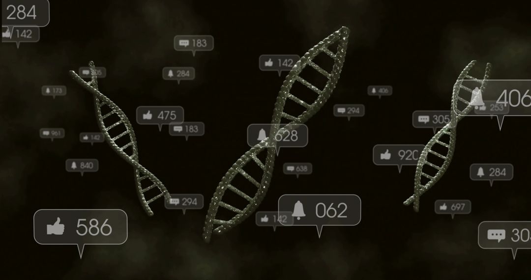 Futuristic DNA Helix with Social Media Integrations Concept Art