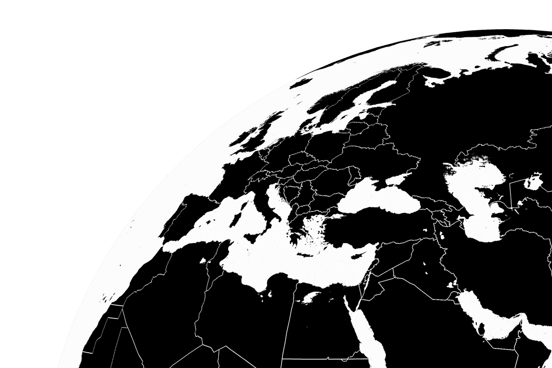 Transparent Globe with Outlines of Europe and Africa