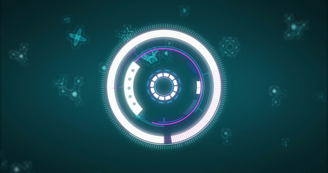 Futuristic Digital Interface Display with Rotating Control Panel Layers