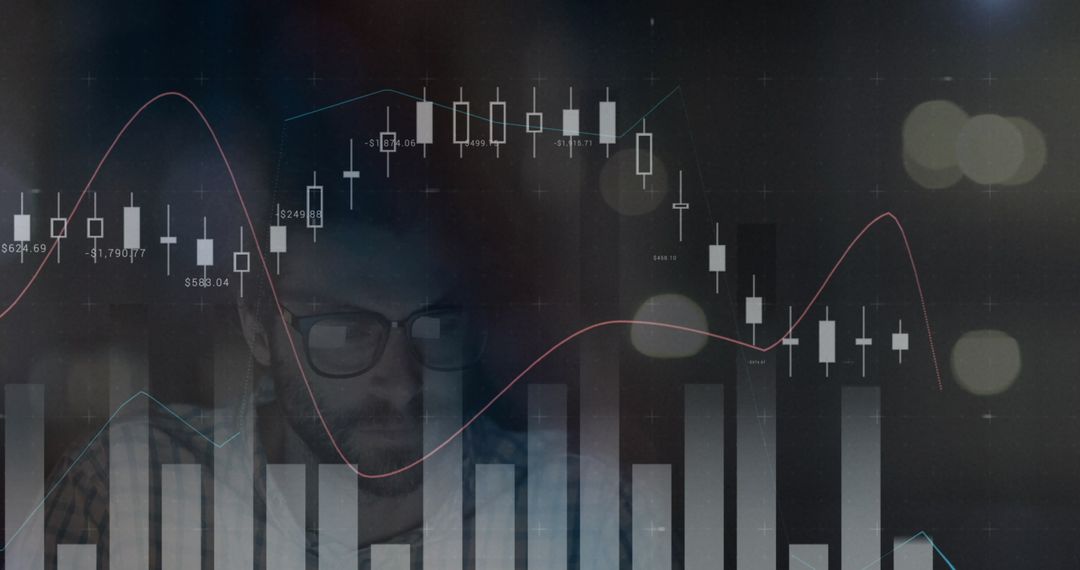 Businessman Analyzing Digital Data with Financial Graphs
