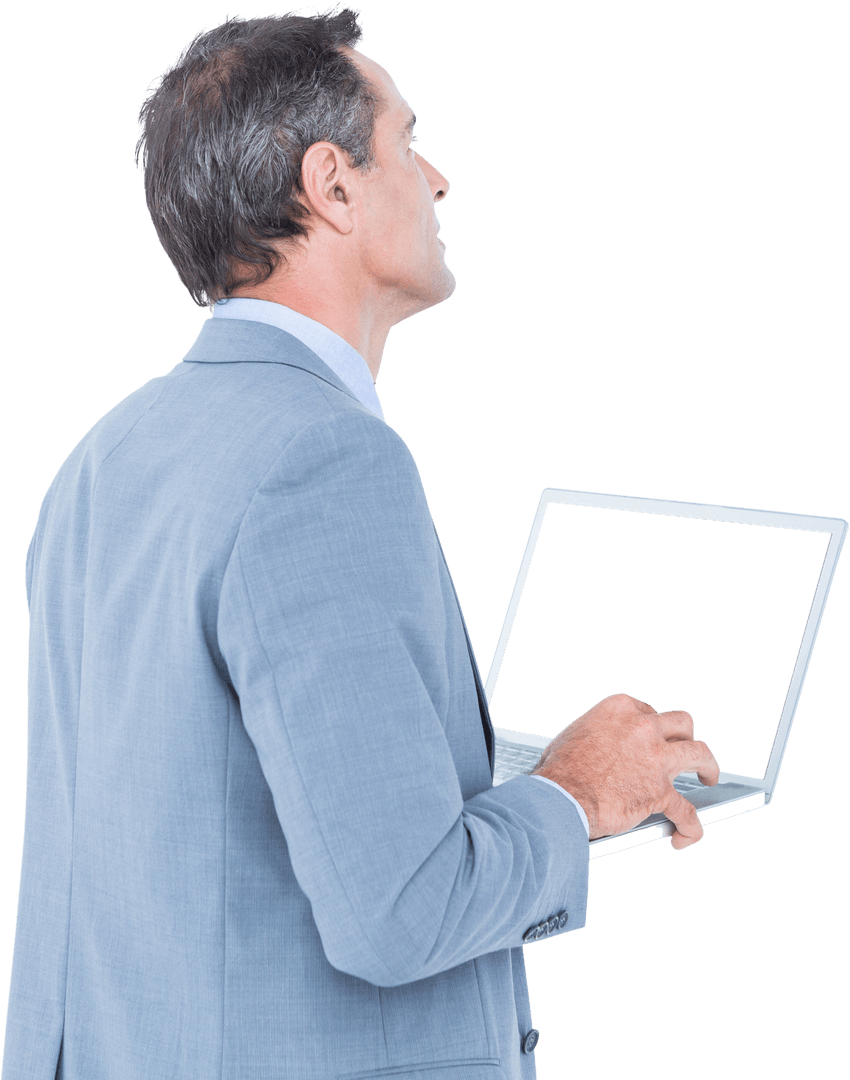 Transparent PNG Businessman Using Laptop in Professional Attire